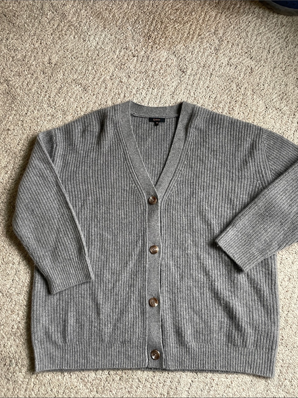 Quince Mongolian Cashmere Oversized Boyfriend Cardigan Sweater - Picture 14 of 14